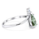 Pear Teardrop Natural Stone Chevron Ring