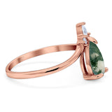 Pear Teardrop Natural Stone Chevron Ring