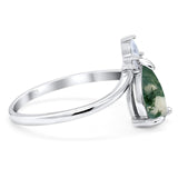 Pear Teardrop Natural Stone Chevron Ring