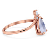 Pear Teardrop Natural Stone Chevron Ring