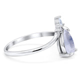 Pear Teardrop Natural Stone Chevron Ring