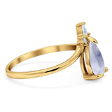 Pear Teardrop Natural Stone Chevron Ring