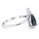 Pear Teardrop Natural Stone Chevron Ring