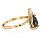 Pear Teardrop Natural Stone Chevron Ring