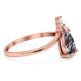 Pear Teardrop Natural Stone Chevron Ring