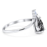 Pear Teardrop Natural Stone Chevron Ring