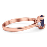 Art Deco Oval Natural Stone Three Stone Ring