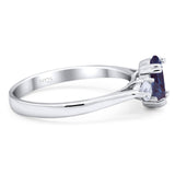 Art Deco Oval Natural Stone Three Stone Ring