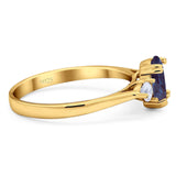 Art Deco Oval Natural Stone Three Stone Ring