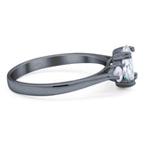 Art Deco Oval Natural Stone Three Stone Ring