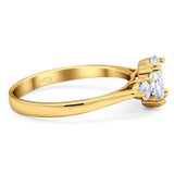 Art Deco Oval Natural Stone Three Stone Ring