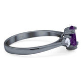 Art Deco Oval Natural Stone Three Stone Ring