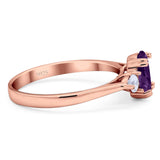 Art Deco Oval Natural Stone Three Stone Ring