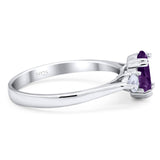 Art Deco Oval Natural Stone Three Stone Ring