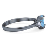 Art Deco Oval Natural Stone Three Stone Ring