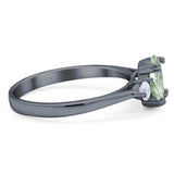 Art Deco Oval Natural Stone Three Stone Ring