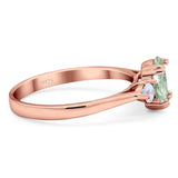 Art Deco Oval Natural Stone Three Stone Ring