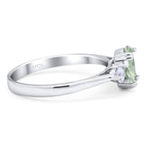 Art Deco Oval Natural Stone Three Stone Ring