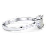 Art Deco Oval Natural Stone Three Stone Ring