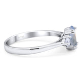 Art Deco Oval Natural Stone Three Stone Ring