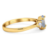 Art Deco Oval Natural Stone Three Stone Ring