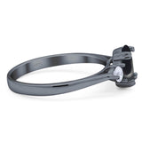 Art Deco Oval Natural Stone Three Stone Ring