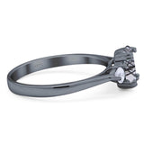 Art Deco Oval Natural Stone Three Stone Ring