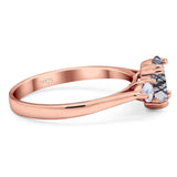 Art Deco Oval Natural Stone Three Stone Ring