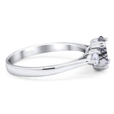 Art Deco Oval Natural Stone Three Stone Ring