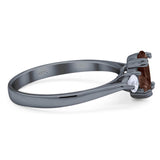 Art Deco Oval Natural Stone Three Stone Ring