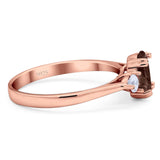 Art Deco Oval Natural Stone Three Stone Ring