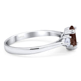 Art Deco Oval Natural Stone Three Stone Ring