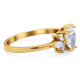 Art Deco Pear Teardrop Natural Stone Ring