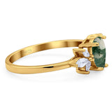 Art Deco Pear Teardrop Natural Stone Ring