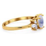 Art Deco Pear Teardrop Natural Stone Ring