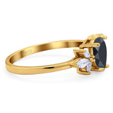 Art Deco Pear Teardrop Natural Stone Ring