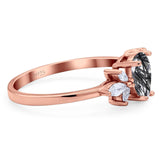 Art Deco Pear Teardrop Natural Stone Ring