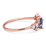 Art Deco Oval Natural Stone Wedding Ring