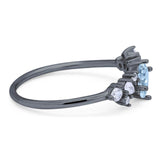 Art Deco Oval Natural Stone Wedding Ring