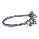 Art Deco Oval Natural Stone Wedding Ring