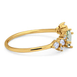 Art Deco Oval Natural Stone Wedding Ring