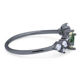 Art Deco Oval Natural Stone Wedding Ring