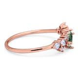 Art Deco Oval Natural Stone Wedding Ring