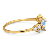 Art Deco Oval Natural Stone Wedding Ring