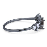 Art Deco Oval Natural Stone Wedding Ring