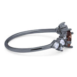 Art Deco Oval Natural Stone Wedding Ring