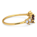 Art Deco Oval Natural Stone Wedding Ring