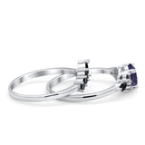 Two Piece Round Natural Stone Chevron Ring