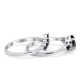 Two Piece Round Natural Stone Chevron Ring