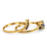 Two Piece Round Natural Stone Chevron Ring